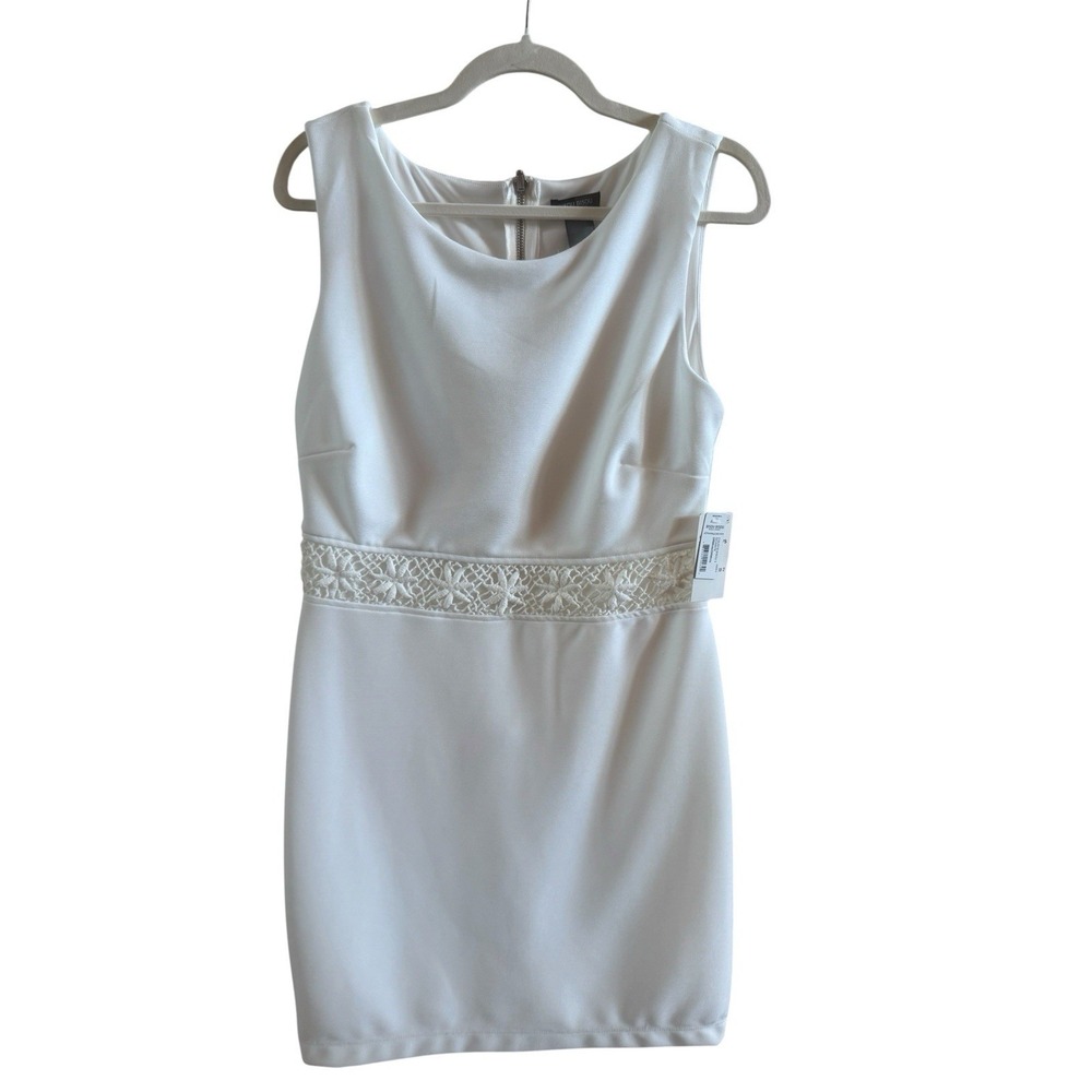NWT Bison Bison White Sleeveless Mini Dress Sz 14 Starfish Waist Band Graduation